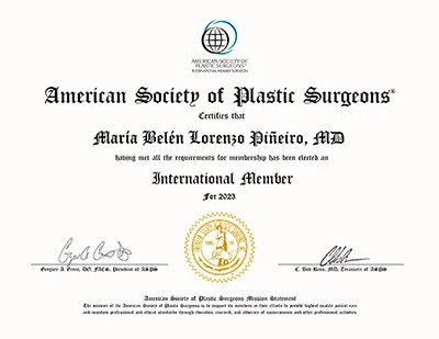 Certificación Dra. Belén Lorenzo Piñeiro